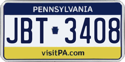 PA license plate JBT3408