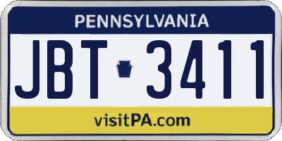 PA license plate JBT3411