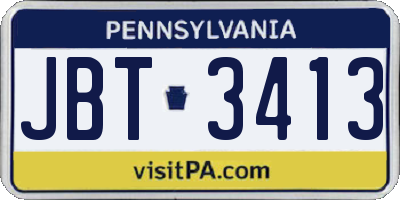 PA license plate JBT3413