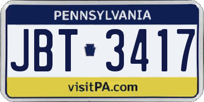 PA license plate JBT3417