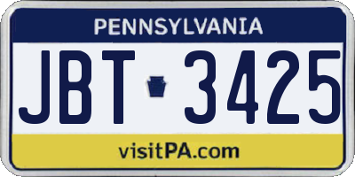 PA license plate JBT3425