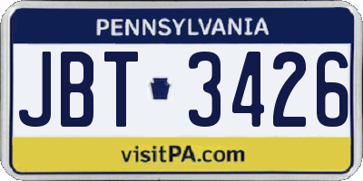 PA license plate JBT3426