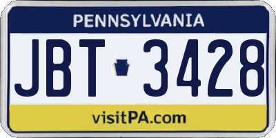 PA license plate JBT3428