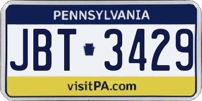 PA license plate JBT3429