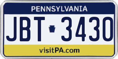PA license plate JBT3430