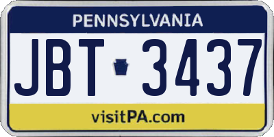 PA license plate JBT3437