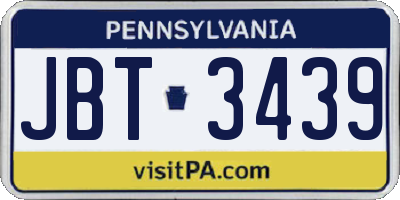 PA license plate JBT3439
