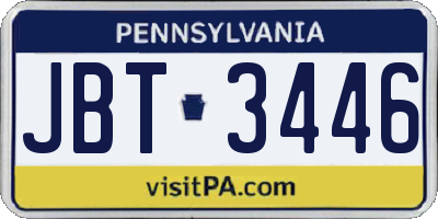 PA license plate JBT3446
