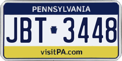 PA license plate JBT3448