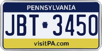 PA license plate JBT3450