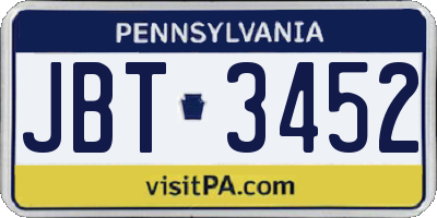 PA license plate JBT3452