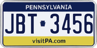 PA license plate JBT3456