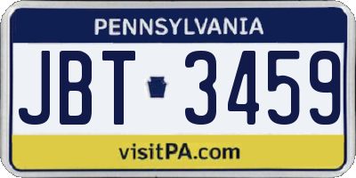 PA license plate JBT3459