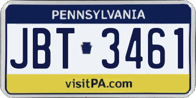 PA license plate JBT3461
