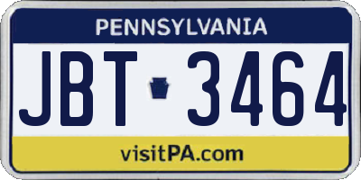 PA license plate JBT3464