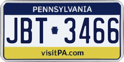 PA license plate JBT3466