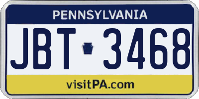 PA license plate JBT3468
