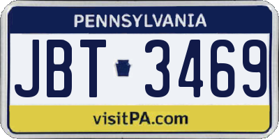 PA license plate JBT3469