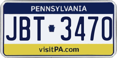 PA license plate JBT3470