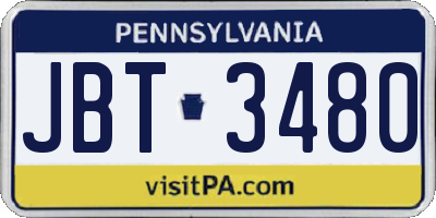 PA license plate JBT3480