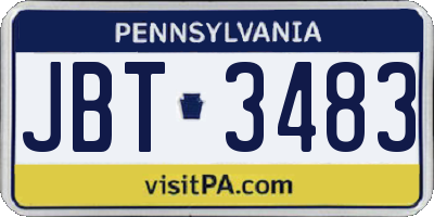 PA license plate JBT3483