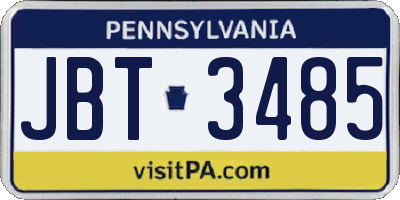 PA license plate JBT3485