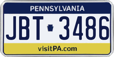 PA license plate JBT3486