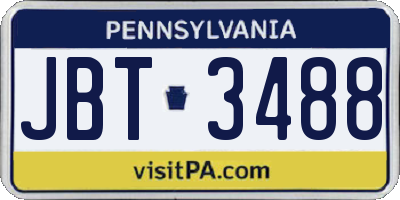 PA license plate JBT3488