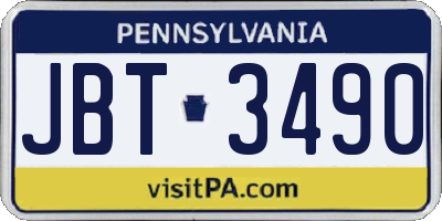 PA license plate JBT3490