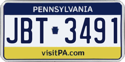 PA license plate JBT3491