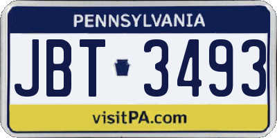 PA license plate JBT3493
