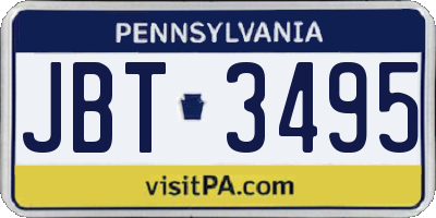 PA license plate JBT3495