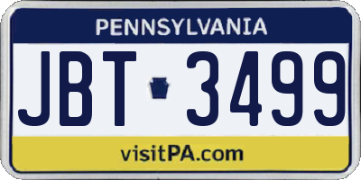 PA license plate JBT3499