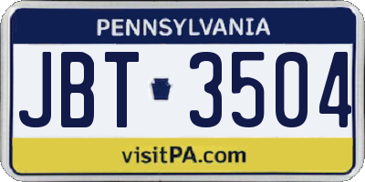 PA license plate JBT3504