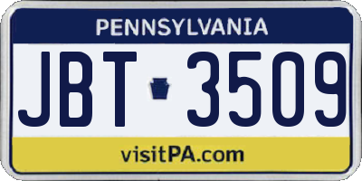 PA license plate JBT3509