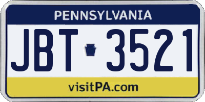 PA license plate JBT3521