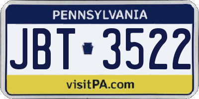 PA license plate JBT3522