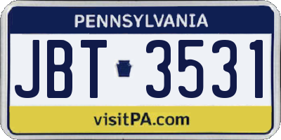PA license plate JBT3531