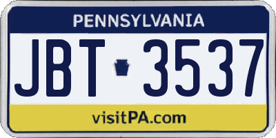 PA license plate JBT3537