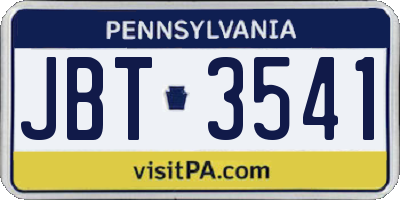PA license plate JBT3541