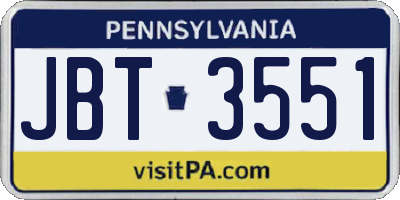 PA license plate JBT3551