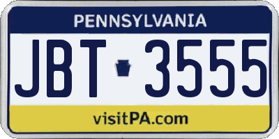 PA license plate JBT3555