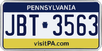 PA license plate JBT3563
