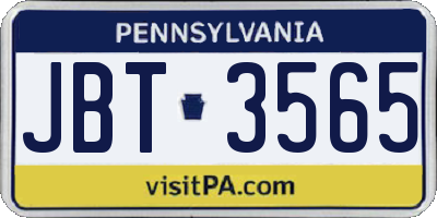 PA license plate JBT3565