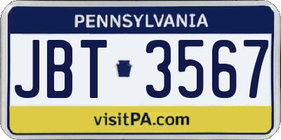 PA license plate JBT3567