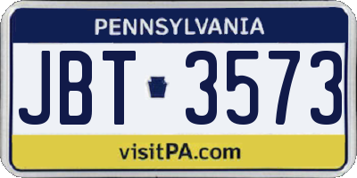 PA license plate JBT3573