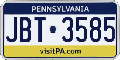 PA license plate JBT3585