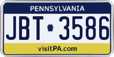 PA license plate JBT3586
