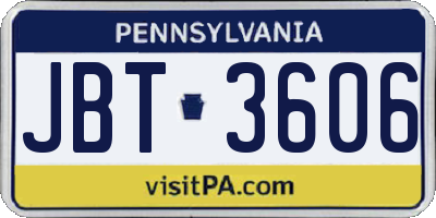 PA license plate JBT3606