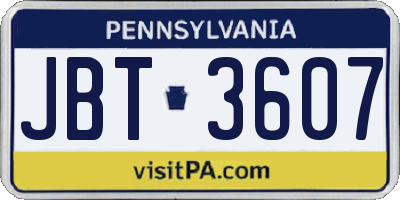 PA license plate JBT3607